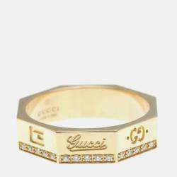 Gucci Octagonal Ring Diamond Pink Gold 18K Fashion Diamond Band Ring Pink Gold