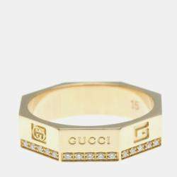 Gucci Octagonal Ring Diamond Pink Gold 18K Fashion Diamond Band Ring Pink Gold
