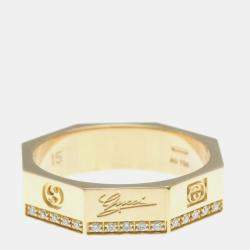 Gucci Octagonal Ring Diamond Pink Gold 18K Fashion Diamond Band Ring Pink Gold
