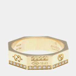 Gucci Octagonal Ring Diamond Pink Gold 18K Fashion Diamond Band Ring Pink Gold