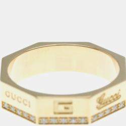 Gucci Octagonal Ring Diamond Pink Gold 18K Fashion Diamond Band Ring Pink Gold