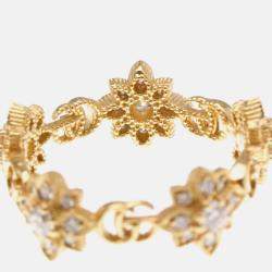Pre Owned Gucci Flora Ring Diamond Pink Gold 18K Fashion Diamond Band Ring Pink Gold