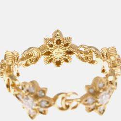 Pre Owned Gucci Flora Ring Diamond Pink Gold 18K Fashion Diamond Band Ring Pink Gold