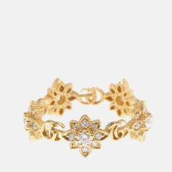 Pre Owned Gucci Flora Ring Diamond Pink Gold 18K Fashion Diamond Band Ring Pink Gold