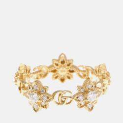 Pre Owned Gucci Flora Ring Diamond Pink Gold 18K Fashion Diamond Band Ring Pink Gold