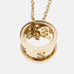 Pre Owned Gucci Icon Toile Necklace Pink Gold 18K Pendant Necklace Pink Gold