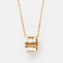 Pre Owned Gucci Icon Toile Necklace Pink Gold 18K Pendant Necklace Pink Gold
