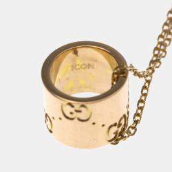 Pre Owned Gucci Icon No Stone 18K  Pink Gold  Fashion Pendant Necklace 