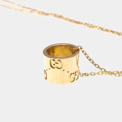 Pre Owned Gucci Icon No Stone 18K  Pink Gold  Fashion Pendant Necklace 