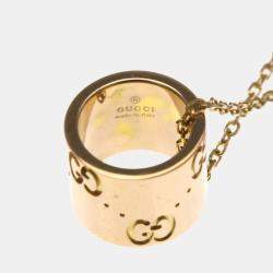 Pre Owned Gucci Icon No Stone 18K  Pink Gold  Fashion Pendant Necklace 