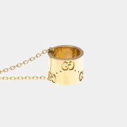 Pre Owned Gucci Icon No Stone 18K  Pink Gold  Fashion Pendant Necklace 