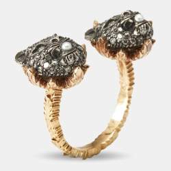 Pre Owned Gucci Le Marche Des Marveilles Pearl Diamonds 18k Two Tone Gold Ring Size 49