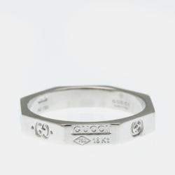 Pre Owned Gucci Octagonal White Gold 18K Fashion No Stone Band Ring Silver