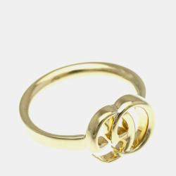 Pre Owned خاتم غوتشي "دبل G" ذهب أصفر عيار 18 خاتم موضة بدون أحجار الذهب