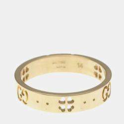 مملوكة مسبقًا Gucci Icon Clover Ring Pink Gold 18K Fashion No Stone Band Ring Pink Gold