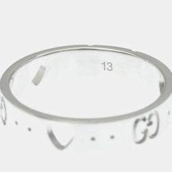 Pre Owned Gucci Icon Heart Ring White Gold 18K Fashion No Stone Band Ring Silver
