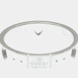 Pre Owned Gucci Icon Heart Ring White Gold 18K Fashion No Stone Band Ring Silver