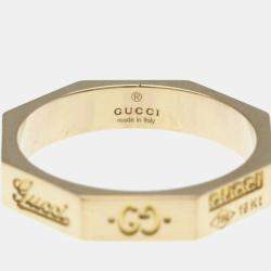 Pre Owned Gucci Octagonal Ring Pink Gold 18K Fashion No Stone Band Ring Pink Gold