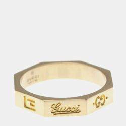 Pre Owned Gucci Octagonal Ring Pink Gold 18K Fashion No Stone Band Ring Pink Gold
