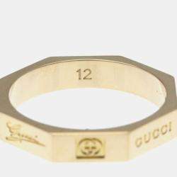 Pre Owned Gucci Octagonal Ring Pink Gold 18K Fashion No Stone Band Ring Pink Gold