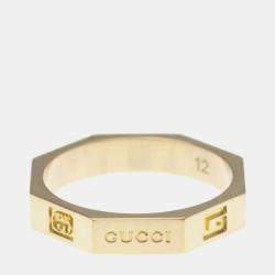 Pre Owned Gucci Octagonal Ring Pink Gold 18K Fashion No Stone Band Ring Pink Gold