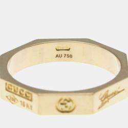 Pre Owned Gucci Octagonal Ring Pink Gold 18K Fashion No Stone Band Ring Pink Gold
