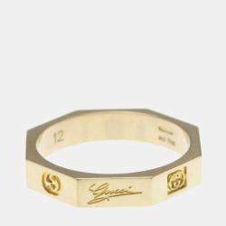 Pre Owned Gucci Octagonal Ring Pink Gold 18K Fashion No Stone Band Ring Pink Gold