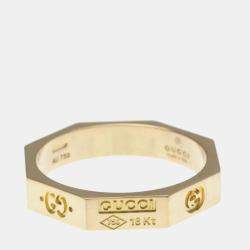Pre Owned Gucci Octagonal Ring Pink Gold 18K Fashion No Stone Band Ring Pink Gold