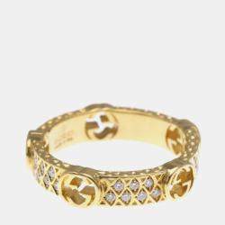 مملوكة مسبقًا Gucci Interlocking G Diamond Ring 18K Yellow Gold Fashion Diamond Band Ring 