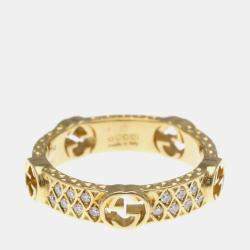 مملوكة مسبقًا Gucci Interlocking G Diamond Ring 18K Yellow Gold Fashion Diamond Band Ring 