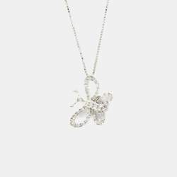 Pre Owned Gucci Butterfly Diamond Necklace White Gold 18K Diamond Fashion Pendant Necklace Silver