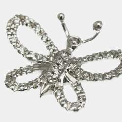 Pre Owned Gucci Butterfly Diamond Necklace White Gold 18K Diamond Fashion Pendant Necklace Silver