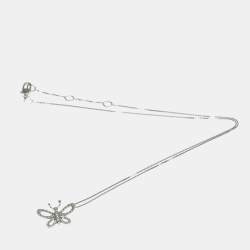 Pre Owned Gucci Butterfly Diamond Necklace White Gold 18K Diamond Fashion Pendant Necklace Silver