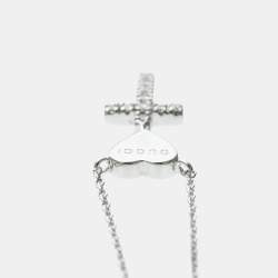 Pre Owned قلادة غوتشي صليب ألماس دلاية ألماس فضة ذهب أبيض عيار 18