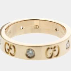 مملوكة مسبقًا خاتم غوتشي أيقونة ذهب وردي ألماس عيار 18 تصميم ألماس