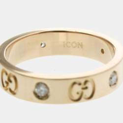 مملوكة مسبقًا خاتم غوتشي أيقونة ذهب وردي ألماس عيار 18 تصميم ألماس