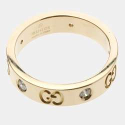 مملوكة مسبقًا خاتم غوتشي أيقونة ذهب وردي ألماس عيار 18 تصميم ألماس