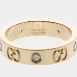 مملوكة مسبقًا خاتم غوتشي أيقونة ذهب وردي ألماس عيار 18 تصميم ألماس