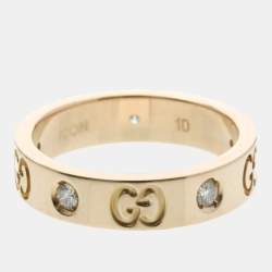 مملوكة مسبقًا خاتم غوتشي أيقونة ذهب وردي ألماس عيار 18 تصميم ألماس