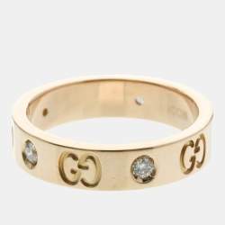 مملوكة مسبقًا خاتم غوتشي أيقونة ذهب وردي ألماس عيار 18 تصميم ألماس