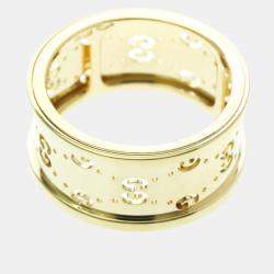 Pre Owned Gucci Icon Twirl 18 Yellow Gold Fashion Band Ring EU 53