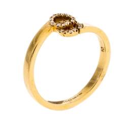 Gucci GG Running Diamond 18K Yellow Gold Stack Ring Size 50.5