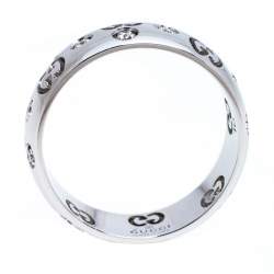 Gucci Icon Bold Diamond 18K White Gold Band Ring Size 50