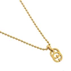 Gucci GG 18K Yellow Gold Beaded Chain Pendant Necklace