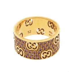 Gucci Icon Stardust Pink Sapphire 18K Rose Gold Band Ring Size 52