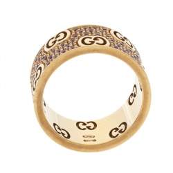 Gucci Icon Stardust Pink Sapphire 18K Rose Gold Band Ring Size 52