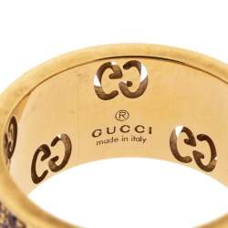 Gucci Icon Stardust Pink Sapphire 18K Rose Gold Band Ring Size 52