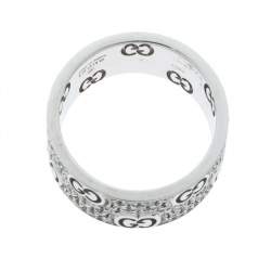 Gucci Icon Stardust Diamond 18K White Gold Band Ring Size 52