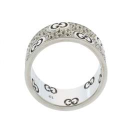 Gucci Icon Stardust Diamond 18K White Gold Band Ring Size 52