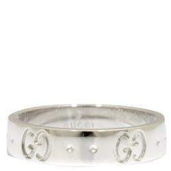 Pre Owned Gucci Icon 18K White Gold Ring Band Size 47